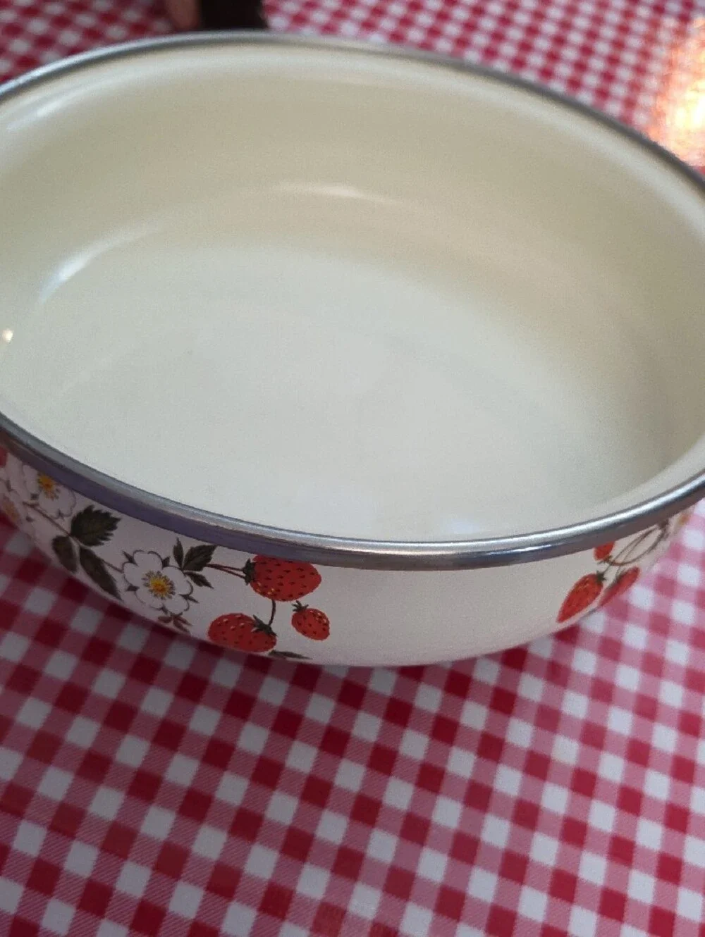 Vintage Sheffield Strawberry 🍓Strawberries'n'Cream Enamel Pan
